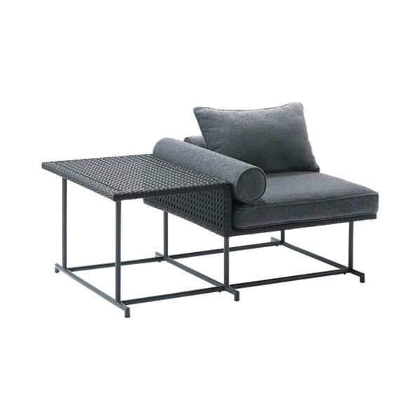 MA-ソファシングル・サイドテーブル付き ブラック W1230×D810×H720×座面高さ410(サイドテーブルH520) 660-153 1台