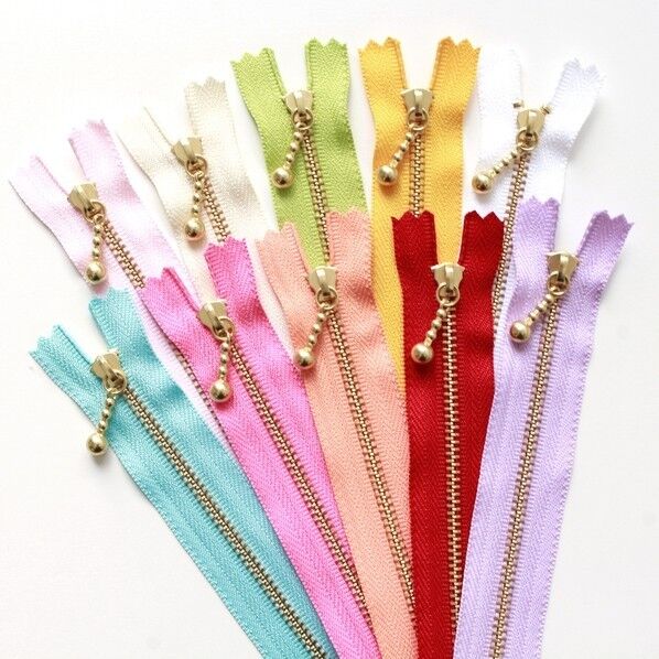 Y.K.K 玉付きファスナー ゴールド 10色セット 16cm×2,5cm×1cm MIX 3G16-10MIX 1セット