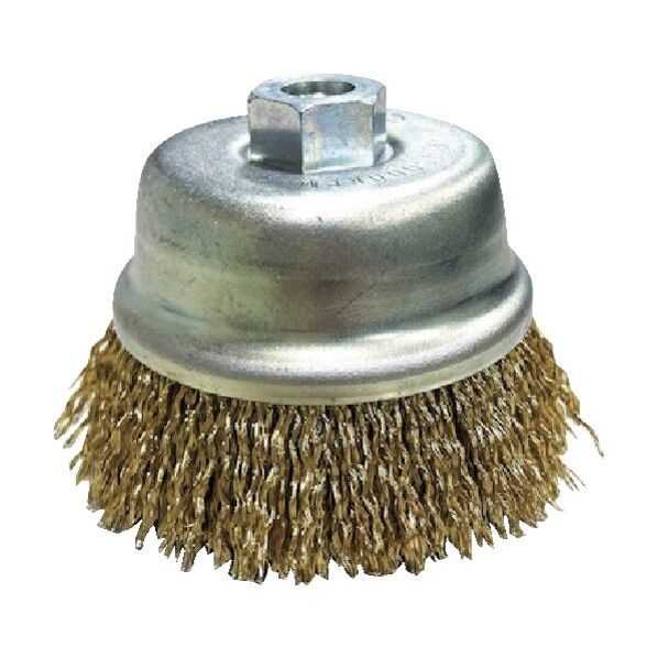 カップブラシ 電動工具用 カップ型 90×M16×25×80 真鍮メッキ鋼線0．25
