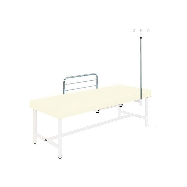 診察台(サイドレール・ガードル架付) 65×180×55 マット・クリーム 脚・ホワイト 8-6630-01 1