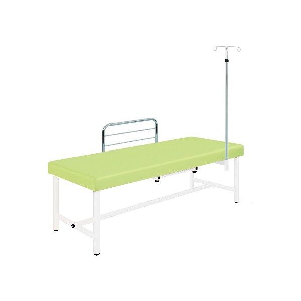 診察台(サイドレール・ガードル架付) 65×180×55 マット・ライムグリーン 脚・ホワイト 8-6630-05 1