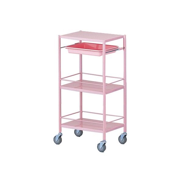 カラフル回診車(ミニ)3段 470×320×915mm ピンク 8-8638-04 1