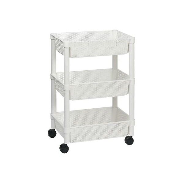 プラスチックカゴワゴン 3段 DB03-WH 4-2564-01 1台