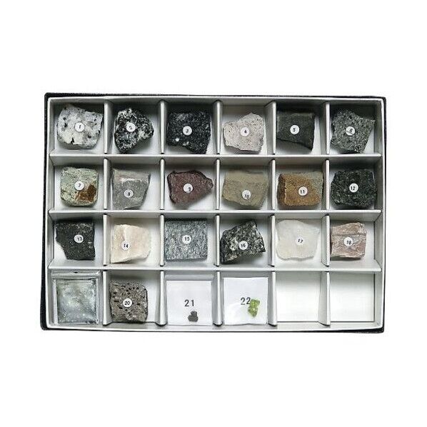 岩石標本(岩石・造岩鉱物標本22種) 3-657-09 1セット