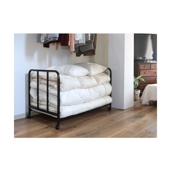 カバー付き布団収納ラック ブラック TAN-268-BK 1個