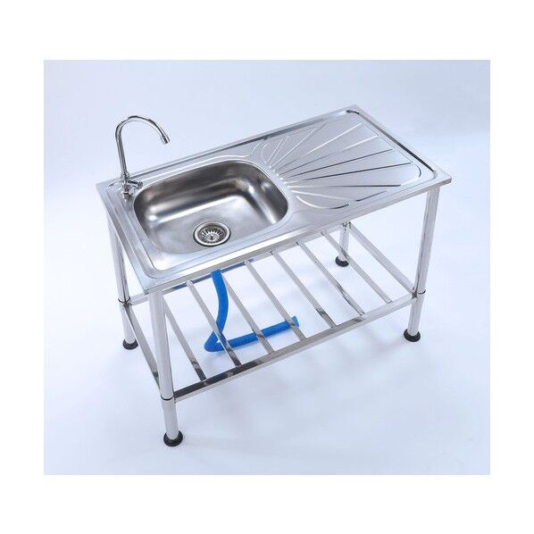 蛇口付きステンレス流し台 100cm 作業台付き