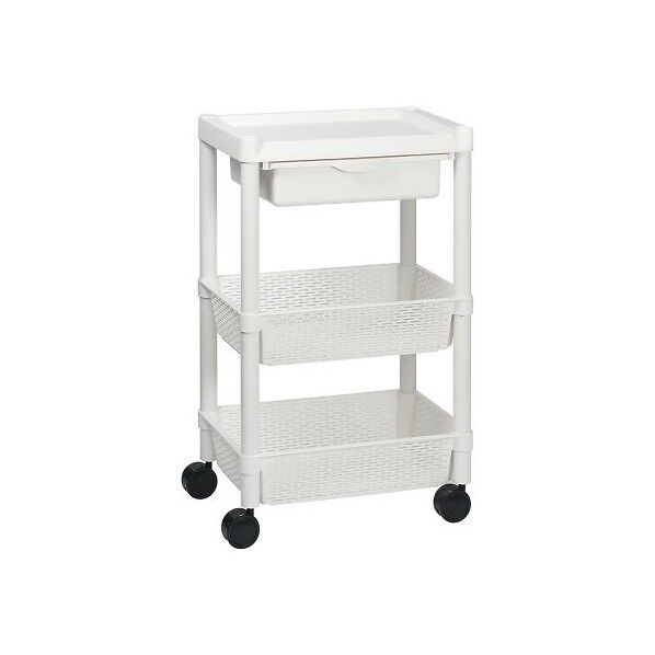 プラスチックカゴワゴン 3段(トップシェルフ) DB13-WH 4-2564-02 1台