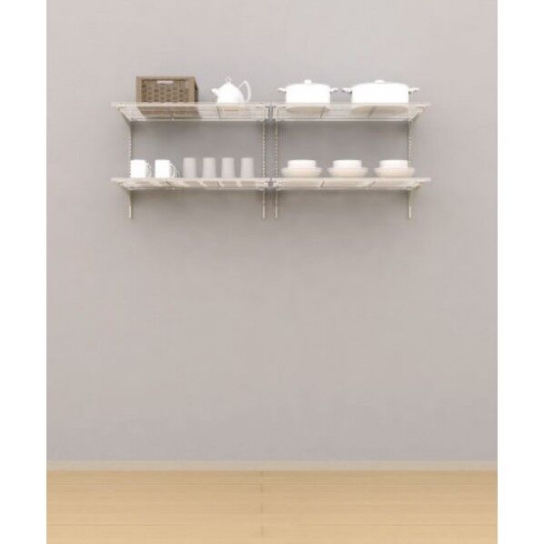 キッチンバック収納 網棚 2段 6尺 アームハング棚柱SSセット