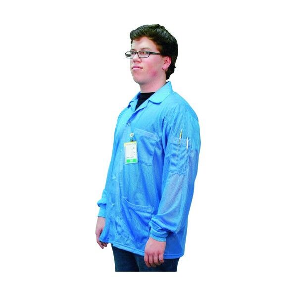 スモック ジャケット ニット袖口 青 L