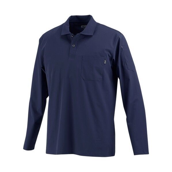 8592 冷感ストレッチ長袖ポロシャツ ネイビー 3L