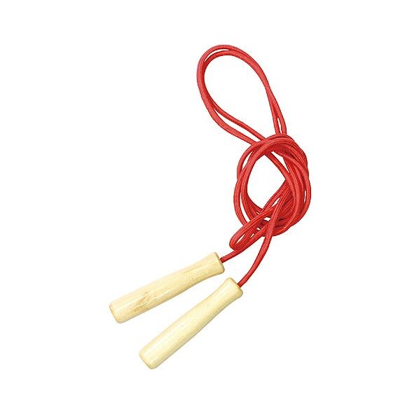 彩り木柄なわとび 赤 全長:約2.3m、柄:φ22×113mm 4916 1個