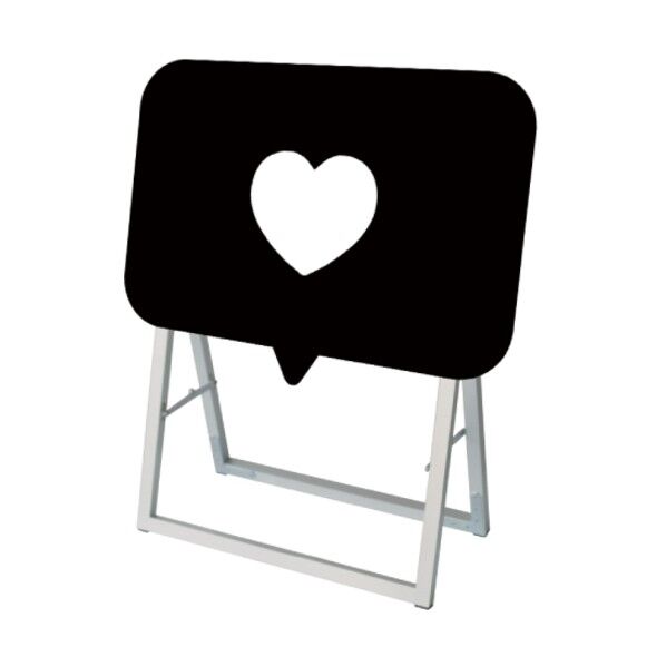 ポップルスタンド看板シルエット 60×45片面ブラック いいね形(ハート)