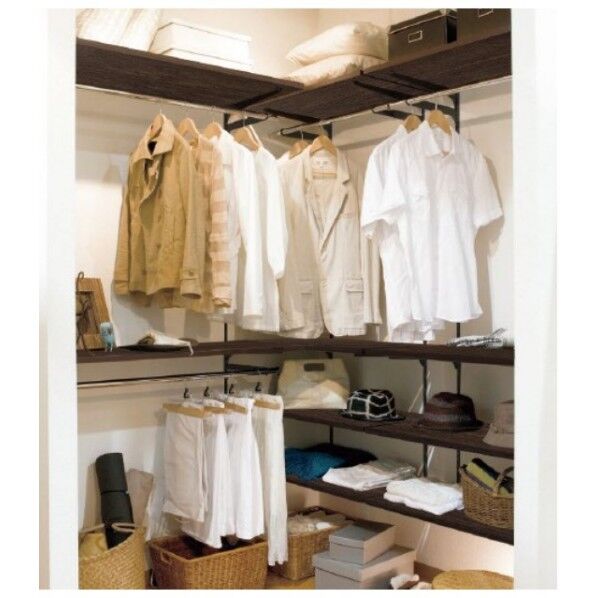 棚収納 ランバーシリーズ ウォークインクローゼット アームハング棚柱棚板セット