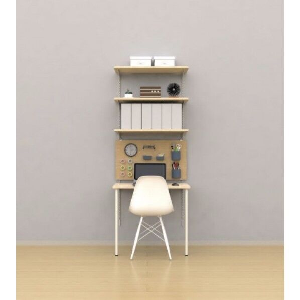 棚収納 ランバーシリーズ ワークスペース 棚板3段+有孔パネル+デスク 3尺