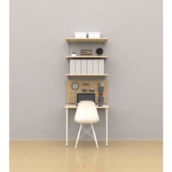 棚収納 ランバーシリーズ ワークスペース 棚板2段+有孔パネル+デスク