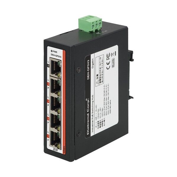 産業用PoEスイッチングハブ 5ポートGiga 昇圧回路内蔵