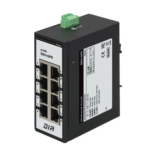 産業用PoEスイッチングハブ ギガビット 8ポート af/at