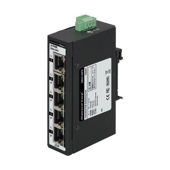 産業用PoEスイッチングハブ ギガビット 5ポート af/at