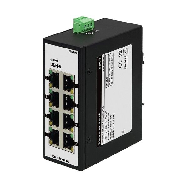 産業用イーサネットスイッチングハブ 100Base-TX 8ポート