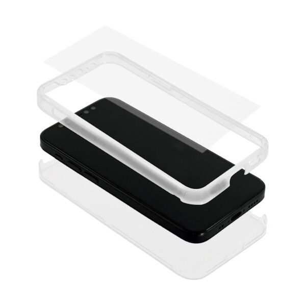 iPhone 12 mini用フルカバーハードケース 360°包み込んでキズから守る 光沢画面保護ガラス付き クリア OWL-CVIC5410-CL 1点