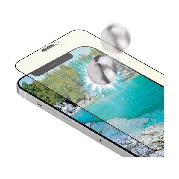 iPhone 12/12Pro対応画面保護ガラス トリプルストロング耐衝撃ガラスフチまで全面保護ブルーライトカット