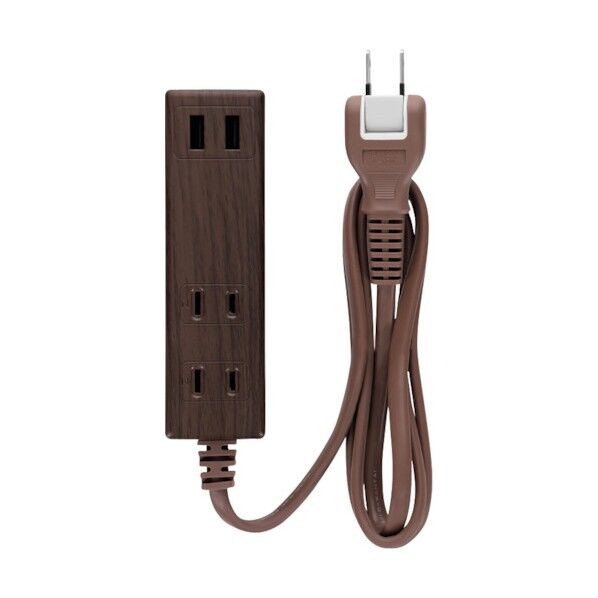 木目調カラー USB充電ポート付きスマートOAタップ OWL-OTA2U2S10-WDB 1点