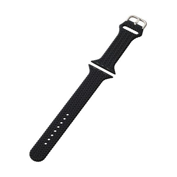 Apple Watch 49/45/44/42mm用シリコンバンド 編込み ブラック AW-45BDSCBBK 1本