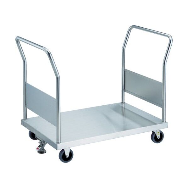 ステンレス台車 オールステン両袖台車 800X450 Φ100帯電防止U車輪 ストッパー付 AS-3W-100TBU-S 1点...