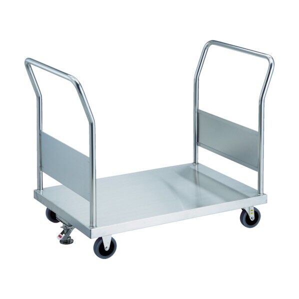  ステンレス台車 オールステン両袖台車 900X600 Φ100 帯電防止U車輪 ストッパー付 AS-2W-100TBU-S 1点...
