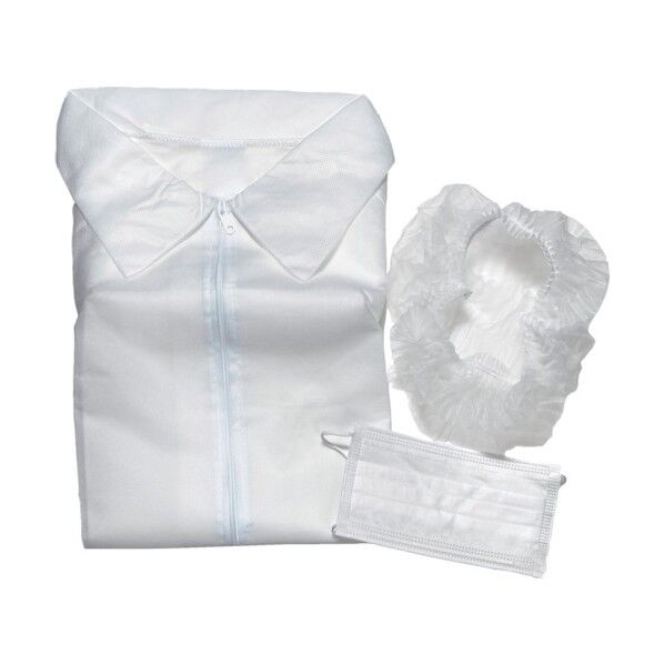  不織布白衣他3点セット(白衣･マスク･ヘアキャップ) ファスナータイプ フリーサイズ DPS3-F 3個...