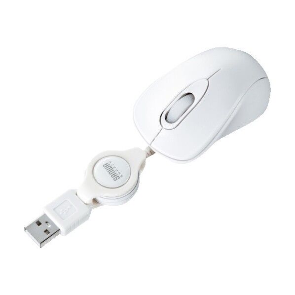 ケーブル巻取り光学式マウス(ホワイト) MA-MA6W 1点