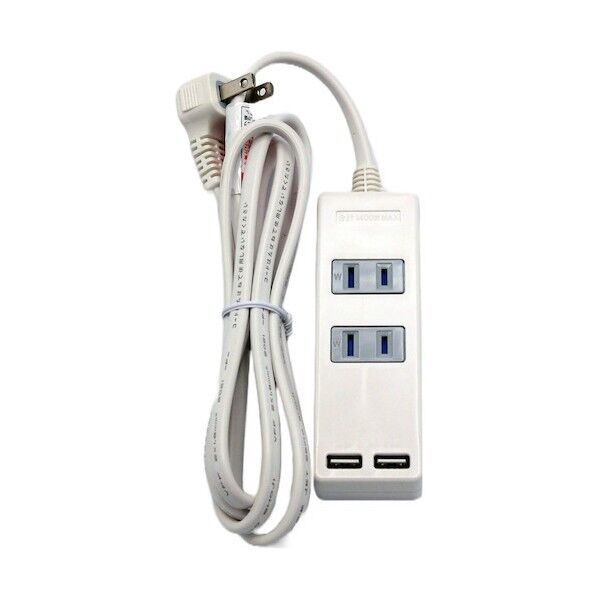 USB付タップ 2個口 込口防塵シャッター付 SK-2T2USBW 1個