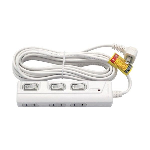 3個口LEDランプ個別スイッチ付タップ5m SK-3SLED05W 1個