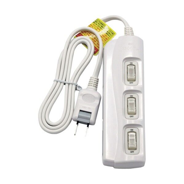 3個口個別スイッチ付きタップ1m SK-3SO01W 1個