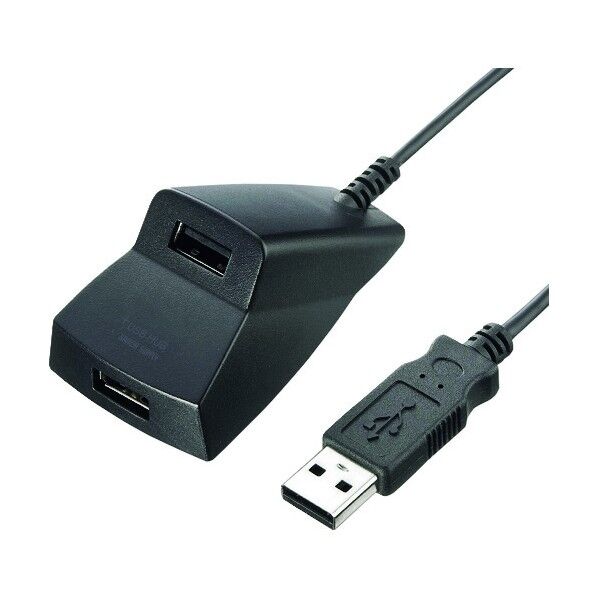 手元延長用2ポートUSB2.0ハブ(ブラック)