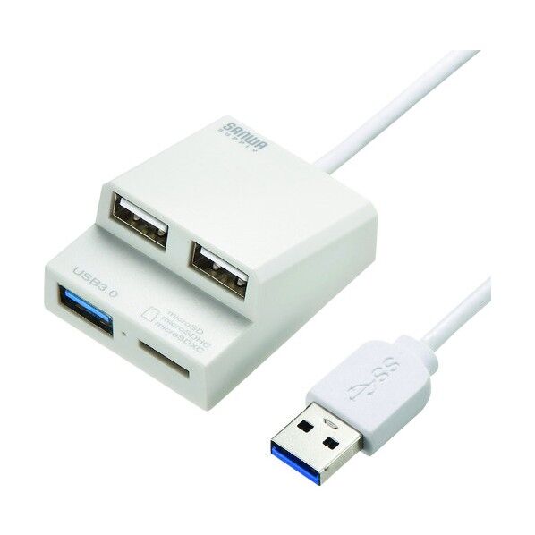 USB3.0+USB2.0コンボハブカードリーダー付き(ホワイト) USB-3HC315W 1点