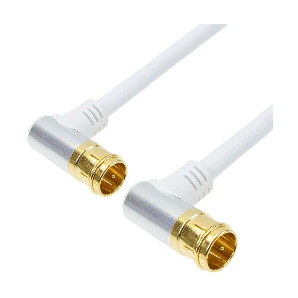 アンテナケーブル 5m ホワイト アルミヘッド 両側L字差込式コネクタ