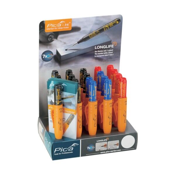 Pica Marker社 深穴細字インクマーカーInk 箱入りセット 黒/赤/青 15020 20本...