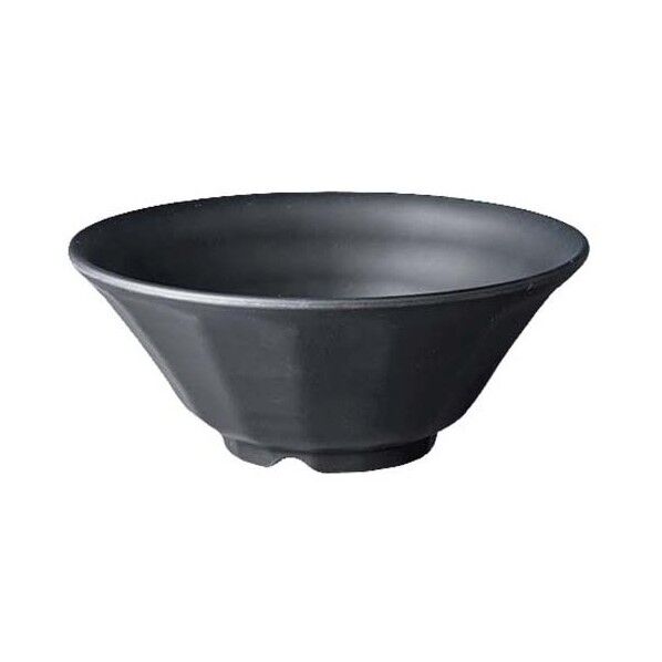 メラミン食器 キワミラーメン鉢 TD-802-BKM 黒マット 2338120 20cm 63-7199-38 1点