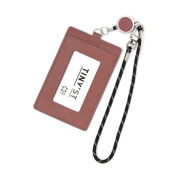 タイ二スト リール付パスケース グレイッシュレッド