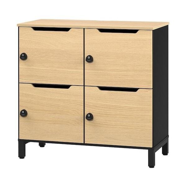 パーソナルロッカー 2列2段 ブラック×オーク扉 RFPL-22BK-OAD 1台...