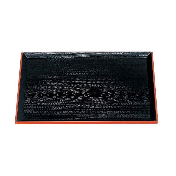 富士長手木目盆 黒渕朱 尺8寸 ABS樹脂 1214380 63-7174-16 1点