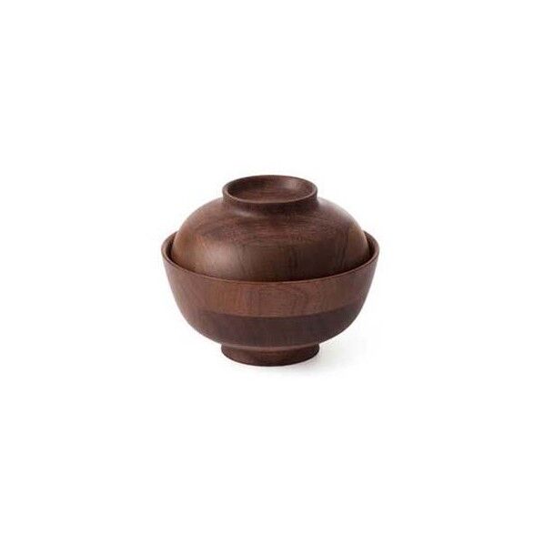 ひきよせ 蓋付椀(3段S)ウォールナット 130135 168110 63-7197-72 1点