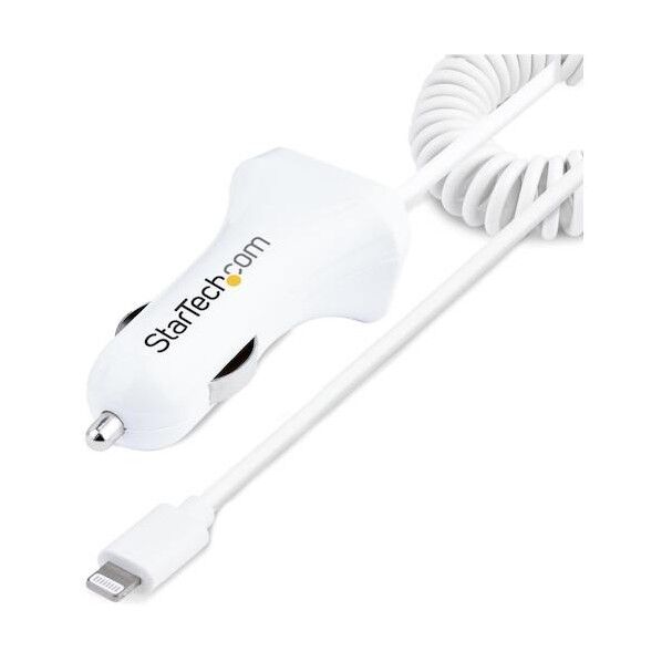 Lightningケーブル/1m/シガーソケット用カーチャージャー/12W/コイル型/1x USB-A/ホワイト USBLT2PCARW2 1個...