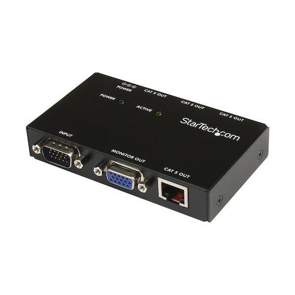  VGAエクステンダー/Cat5(カテゴリ5)/4ポート/最大150m延長/送信機のみ/最大4分配対応 ST1214T 1個...