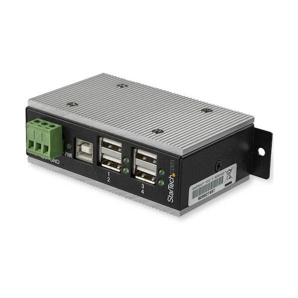 USBハブ/USB 2.0接続/4ポート/産業用メタル筐体/ESD保護/350Wサージ保護/DINレール・壁面設置対応 HB20A4AME 1個