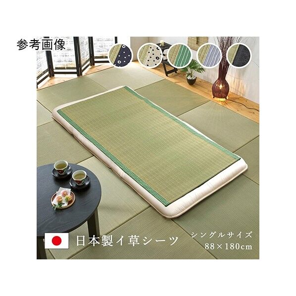 純国産 い草のシーツ(寝ござ) 『白水』 ブルー シングル 約88×180cm(熊本県八代産イ草使用) 1400310047005 ブルー 88×180cm 64-8019-66 1点