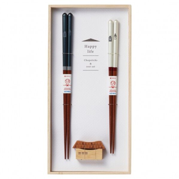 桐箱箸置付夫婦箸 ハッピーライフ
