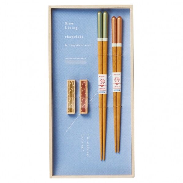 桐箱箸置付夫婦箸 スローリビン