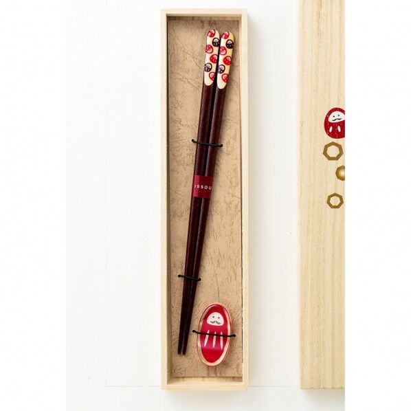 一双 吉兆桐箱箸置き付 夢だるま